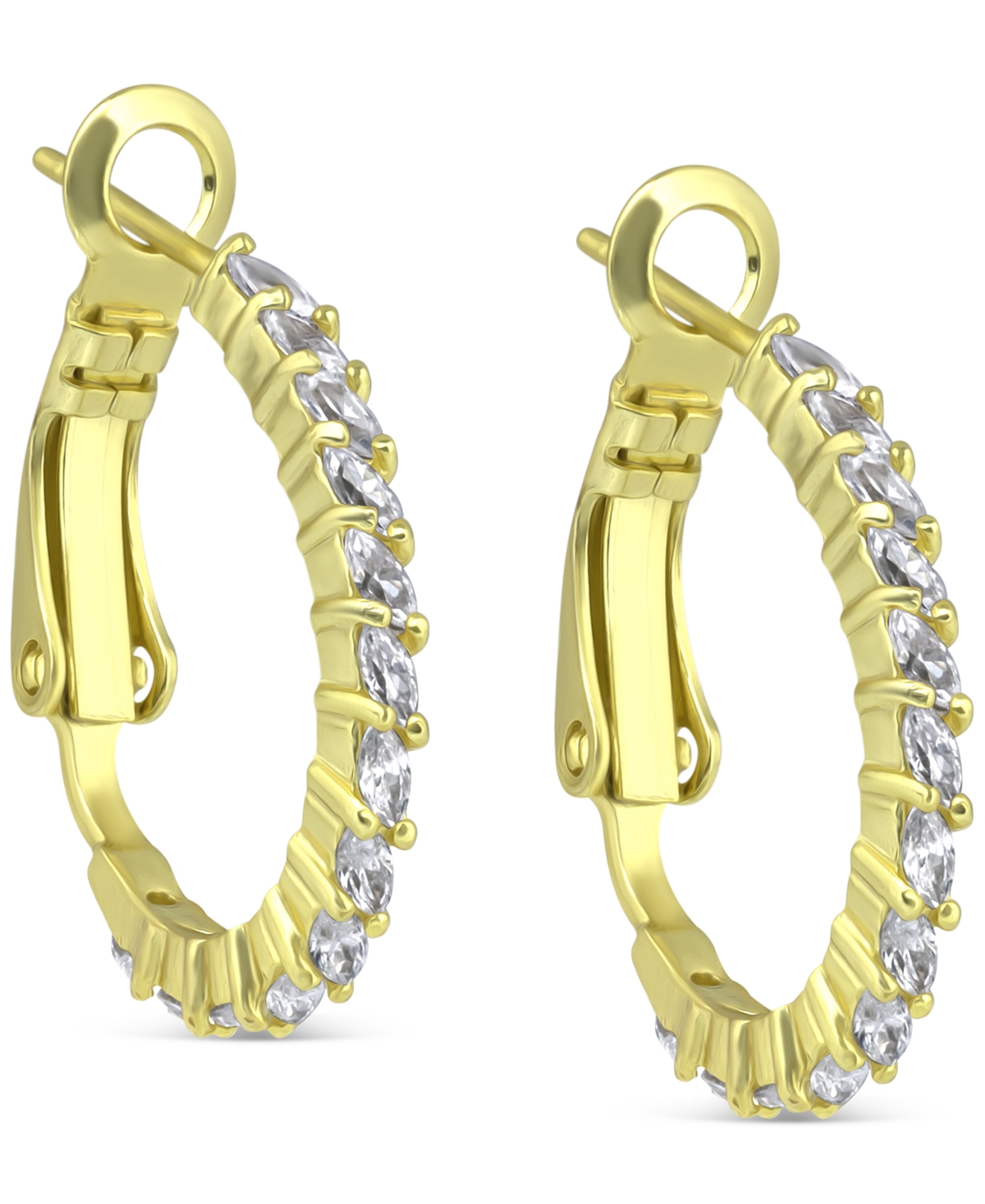 Giani Bernini Cubic Zirconia Small Hoop Earrings In 18k Gold-plated Sterling Silver, 0.75", Created For Macy's