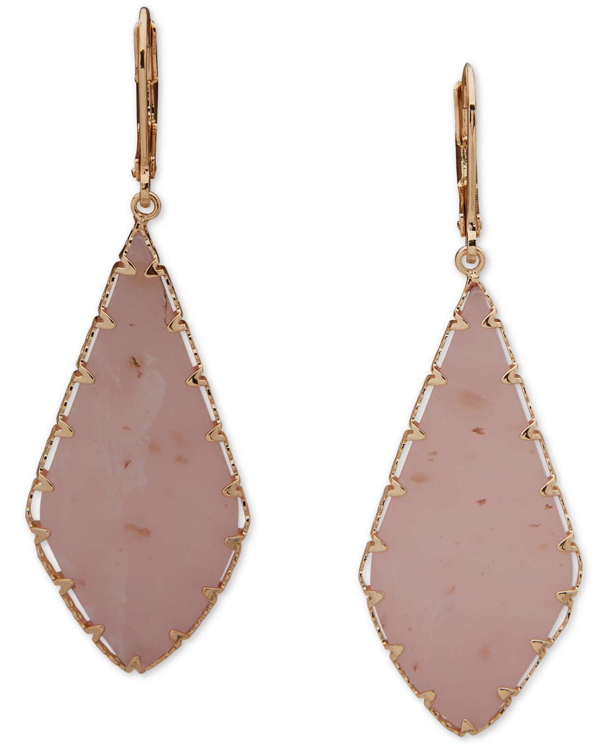 Lonna & Lilly Gold-tone Flat Color Stone Drop Earrings In Pink