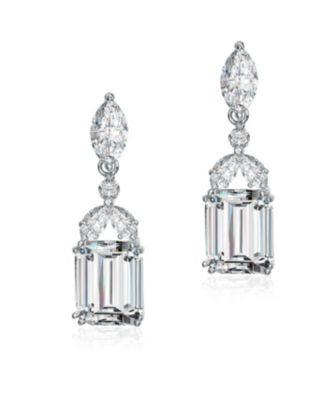 Sterling Silver White Gold Plated Cubic Zirconia Lantern Earrings