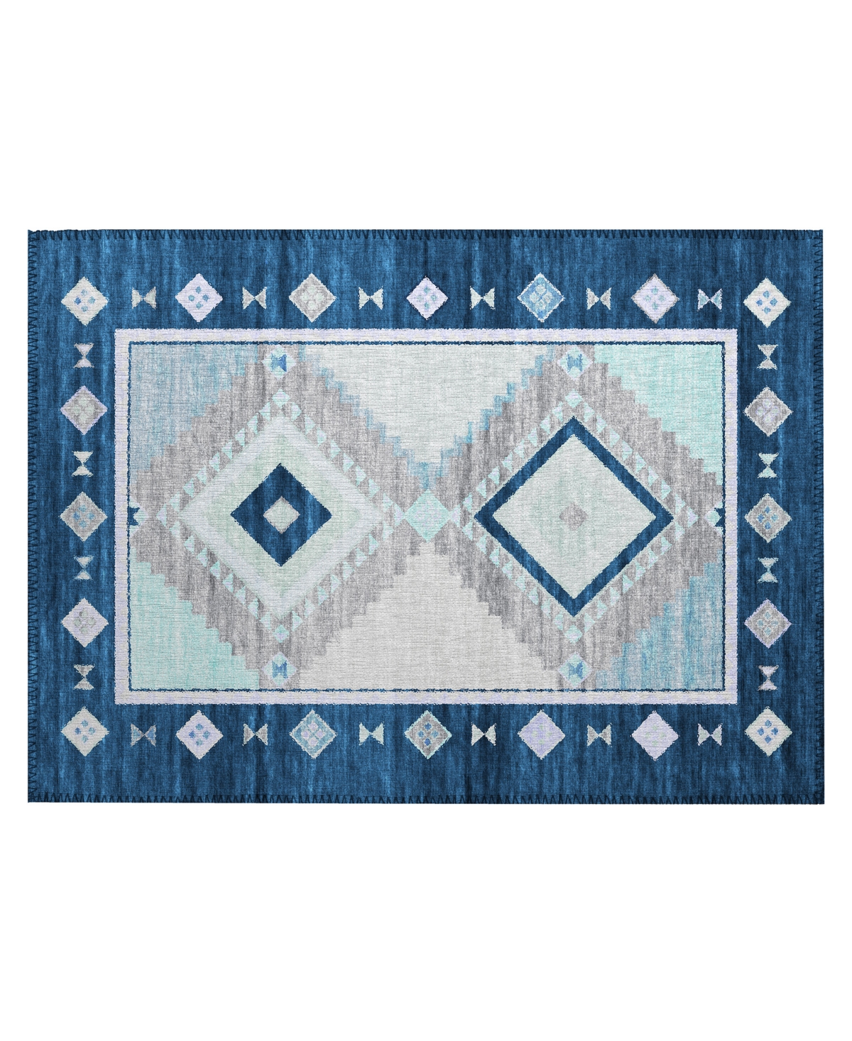 D Style Phoenix Ph2 1'8" X 2'6" Area Rug In Denim