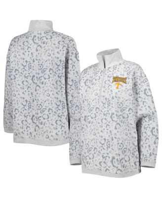 Women's Heather Gray Tennessee Volunteers Leopard Quarter-Zip Sweatshirt