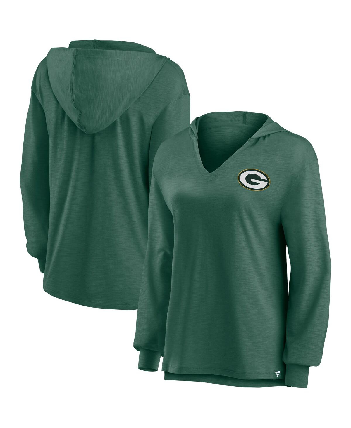 Shop Fanatics Women's  Green Green Bay Packers Jumper V-neck Pullover Hoodie