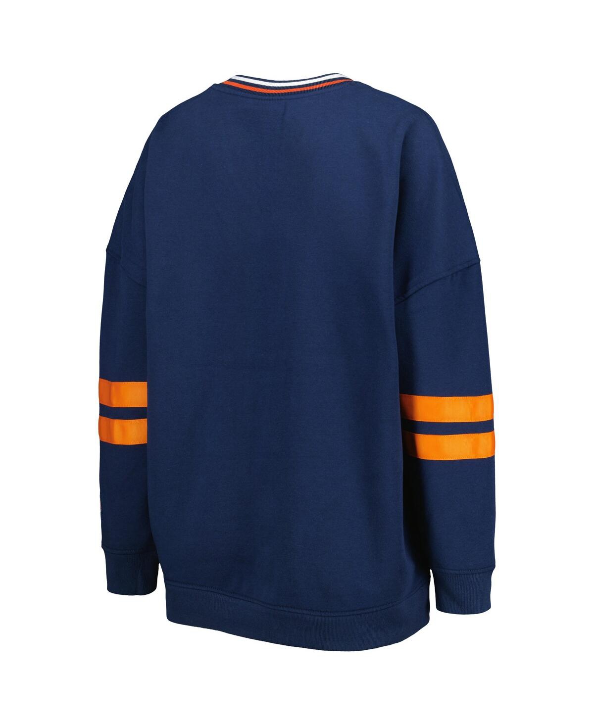Shop The Wild Collective Women's  Navy Denver Broncos Vintage-like Pullover V-neck Sweatshirt