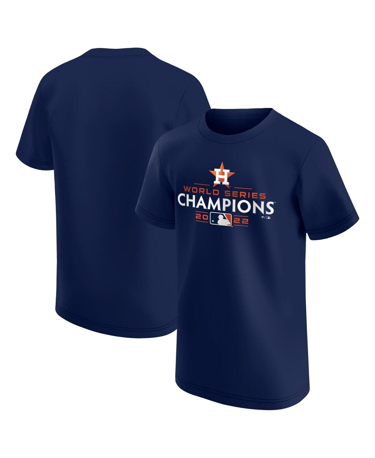 Fanatics Kids' Big Boys  Branded Navy Houston Astros 2022 World Series Champions Logo T-shirt