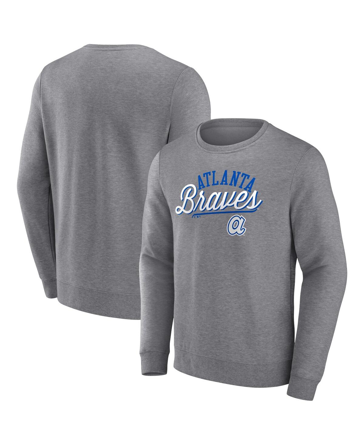 Fanatics Men's Heather Gray  Atlanta Braves Simplicity Pullover Sweatshirt