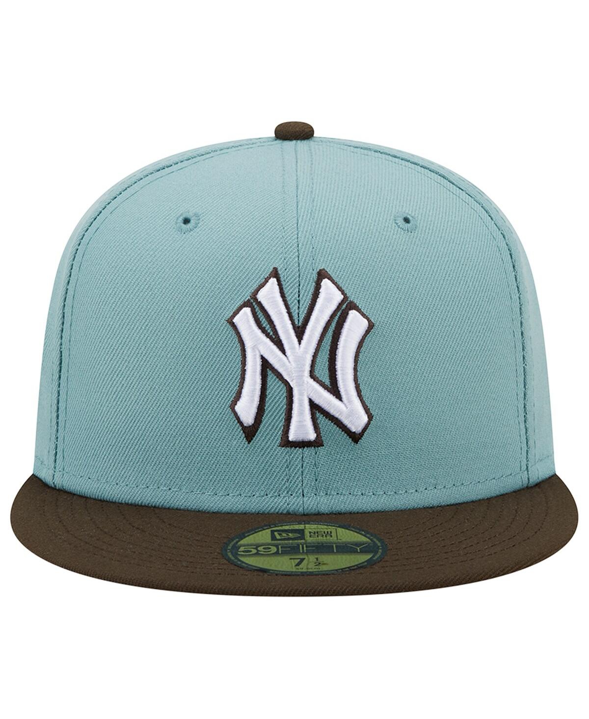 NEW ERA MEN'S NEW ERA LIGHT BLUE AND BROWN NEW YORK YANKEES 1999 WORLD SERIES BEACH KISS 59FIFTY FITTED HAT 