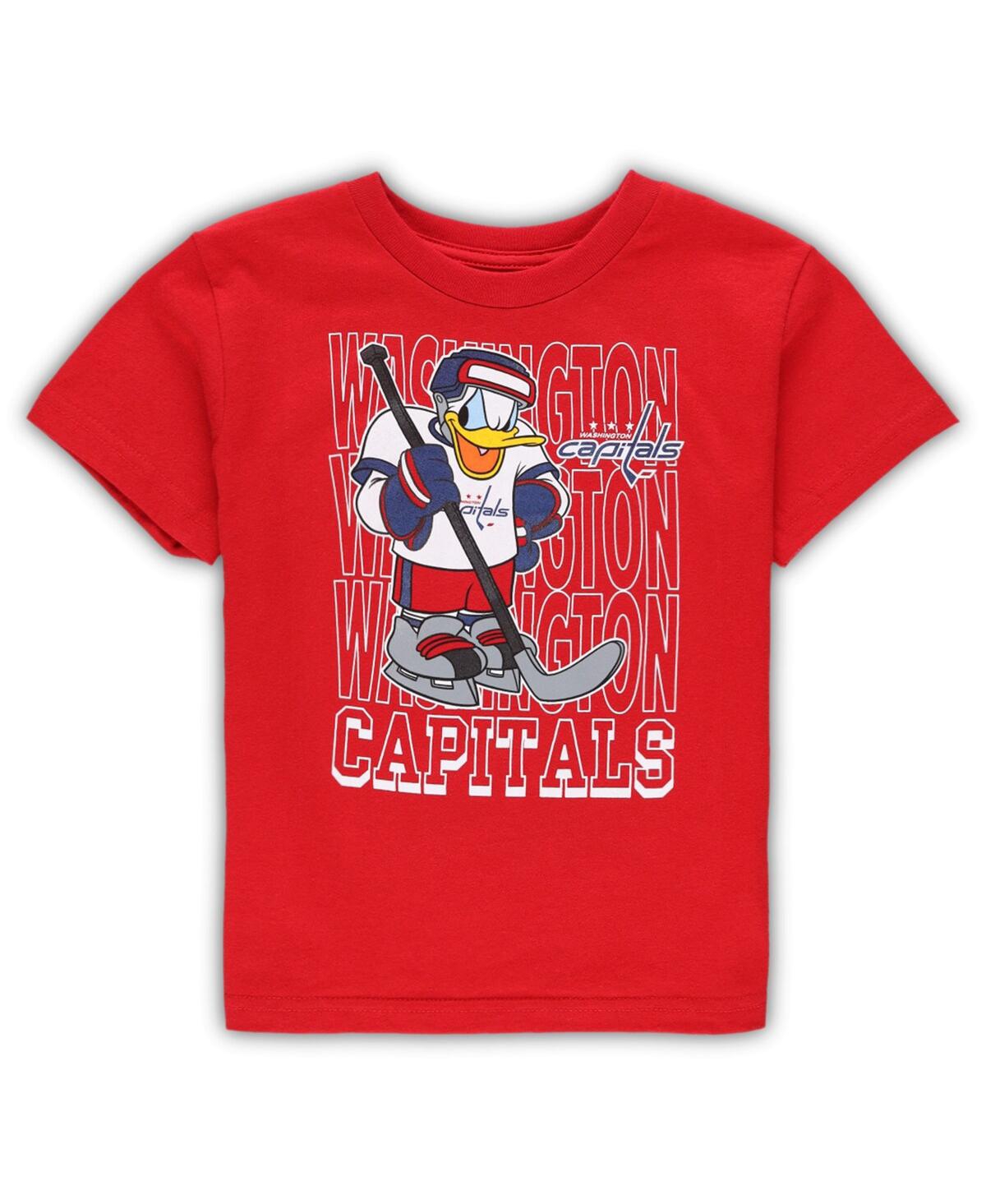 Outerstuff Babies' Preschool Boys And Girls Red Washington Capitals Disney Three-peat Logo T-shirt