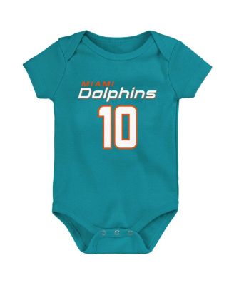 Newborn and Infant Navy Boys and Girls Tyreek Hill Aqua Miami Dolphins Mainliner Player Name and Number Bodysuit