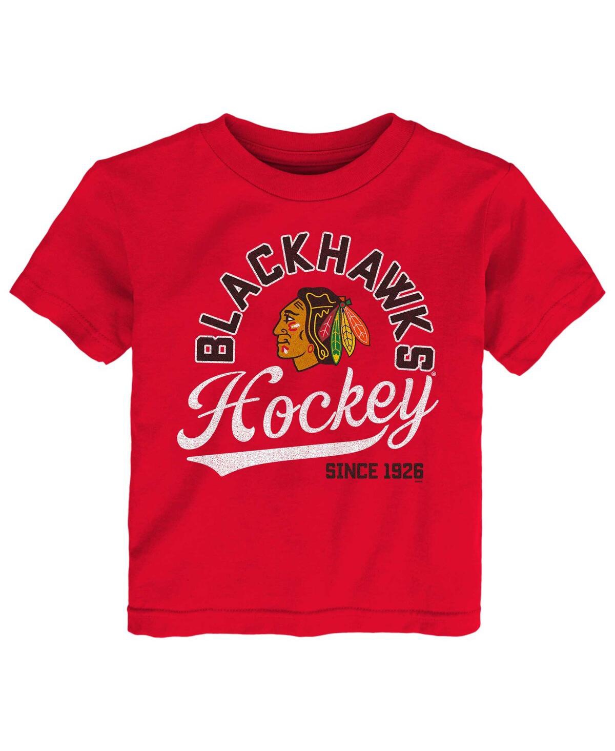 OUTERSTUFF TODDLER BOYS AND GIRLS RED CHICAGO BLACKHAWKS TAKE THE LEAD T-SHIRT