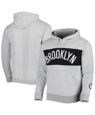Men's Heather Gray Brooklyn Nets Wordmark French Terry Pullover Hoodie