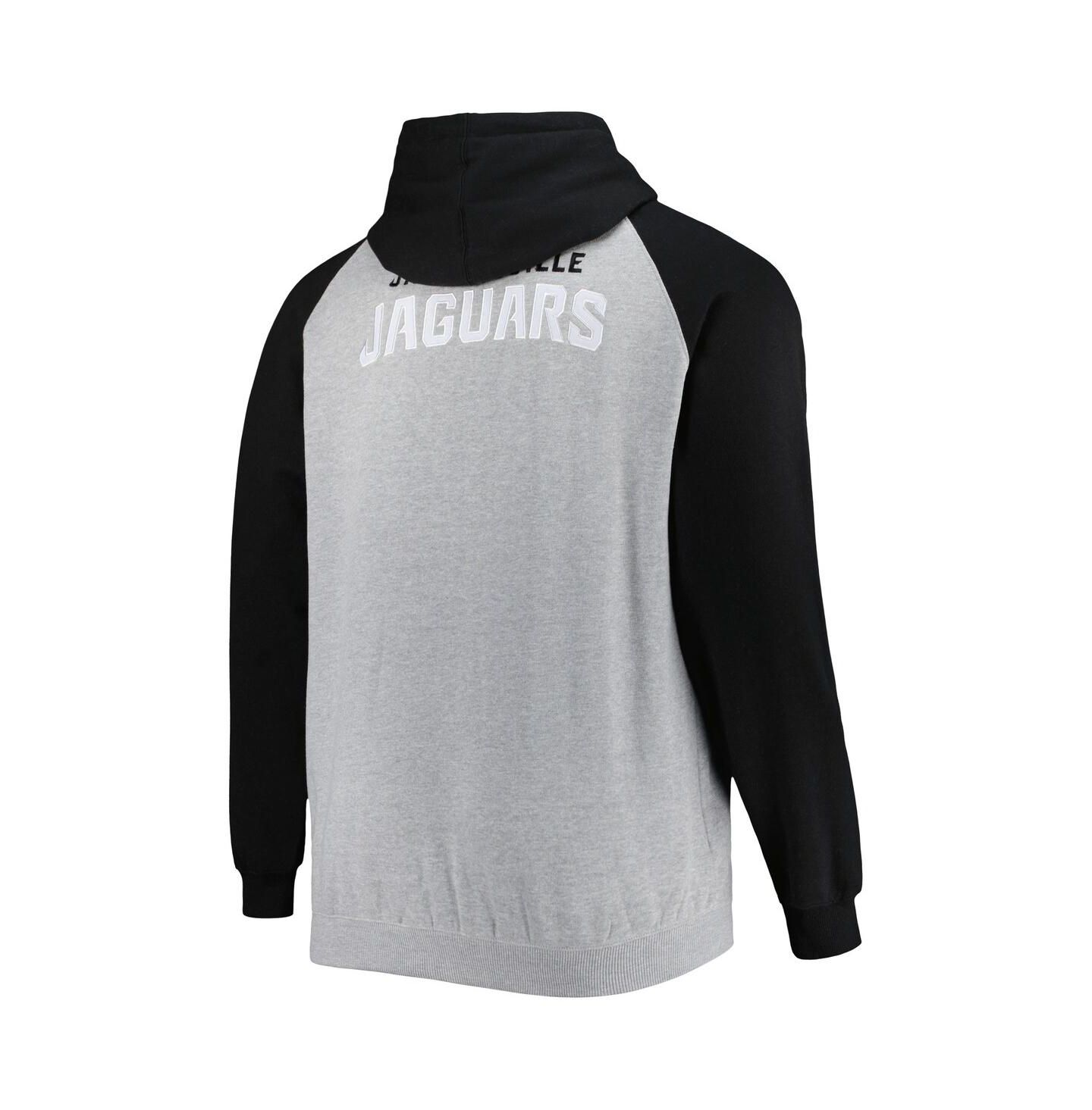 Мужская куртка Profile Heather Gray Jacksonville Jaguars Big and Tall Fleece Raglan Full-Zip Hoodie Jacket — фото 2