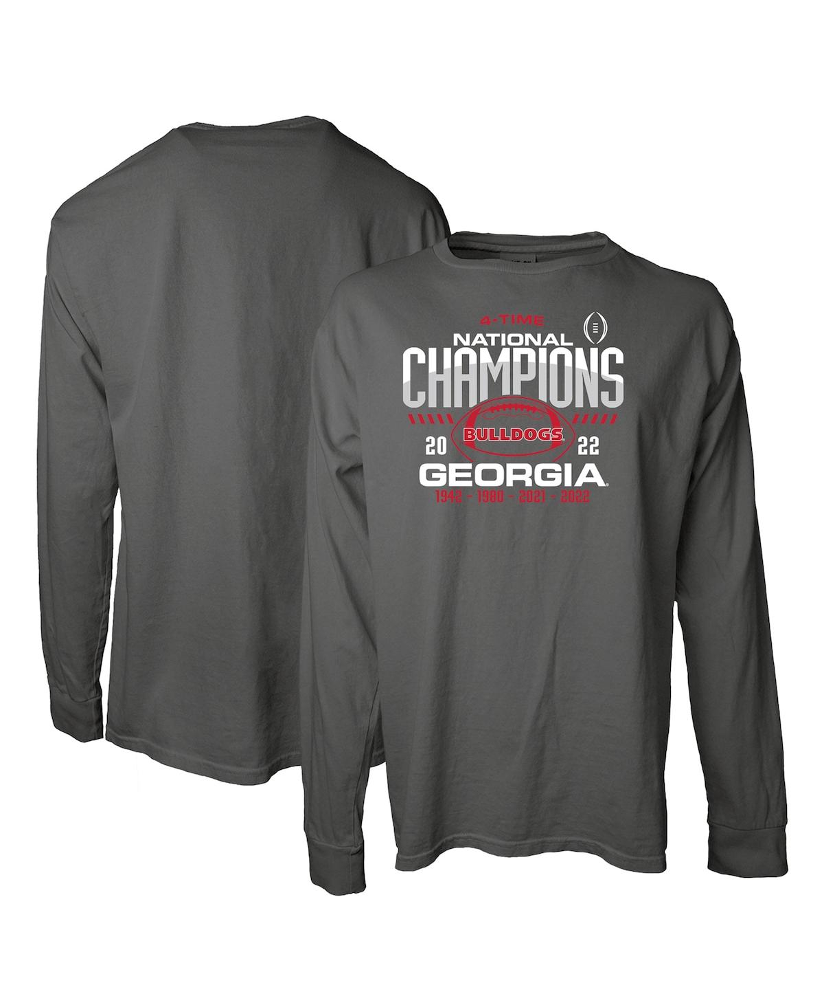 Shop Blue 84 Women's  Gray Georgia Bulldogs Four-time College Football National Champions Overdye Long Sle