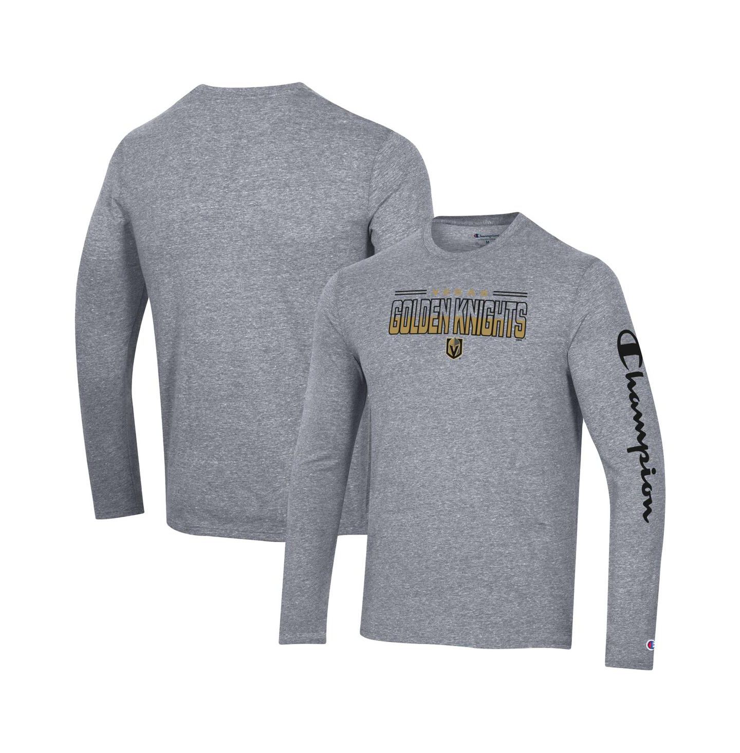 Мужская футболка Champion Heather Gray Vegas Golden Knights Tri-Blend Long Sleeve — фото 4