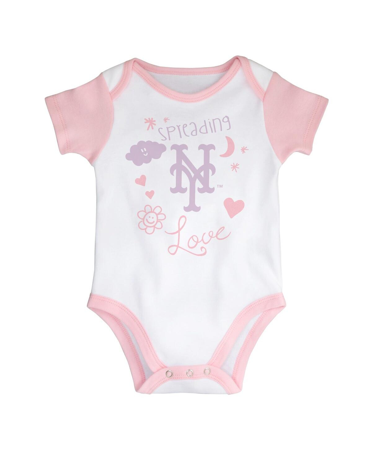 Newborn and Infant Boys and Girls Pink New York Mets Spreading Love Bodysuit and Tutu With Leggings Set - Pink