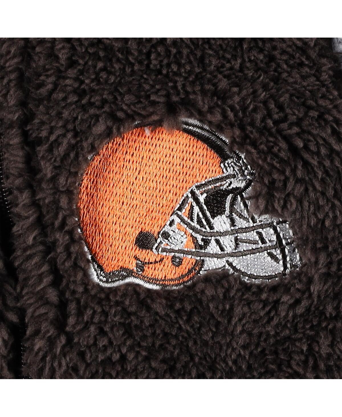 Outerstuff Newborn And Infant Boys And Girls Brown, Gray Cleveland Browns Game Nap Teddy Fleece Bunting Full-zi In Brown,gray