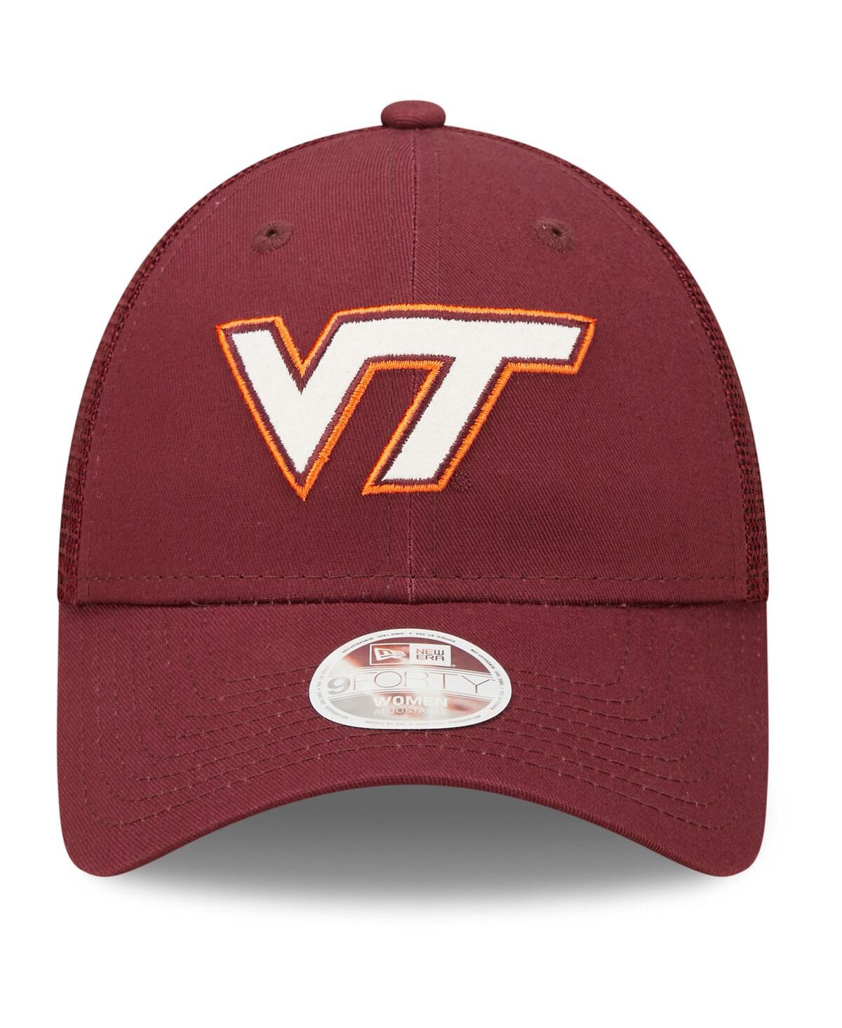 Shop New Era Women's  Maroon Virginia Tech Hokies 9fortyâ Logo Spark Trucker Snapback Hat