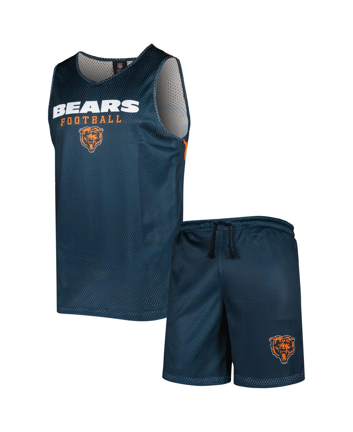 Shop Foco Men's  Navy Chicago Bears Colorblock Mesh V-neck And Shorts Set