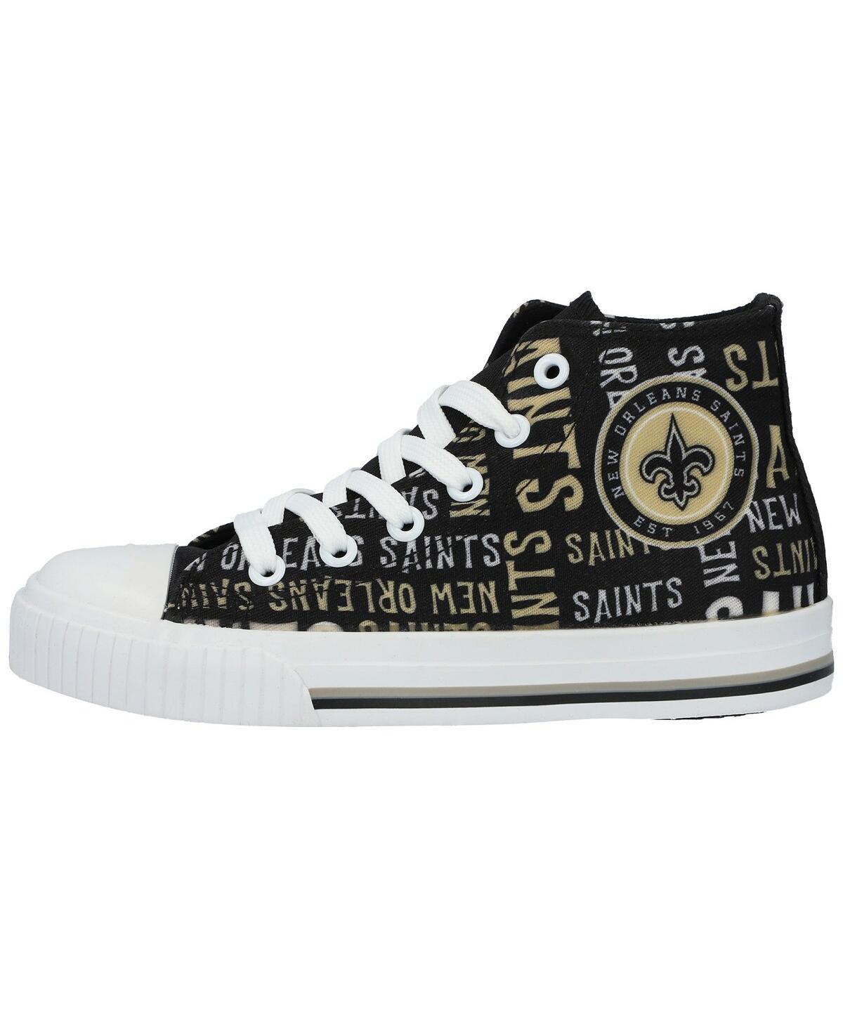 Foco Kids' Youth Boys And Girls  Black New Orleans Saints Repeat Wordmark High Top Canvas Allover Sneakers