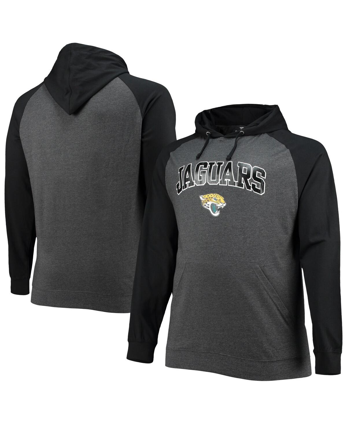 Men's Fanatics Heathered Charcoal Jacksonville Jaguars Big and Tall Lightweight Raglan Pullover Hoodie - Heathered Charcoal