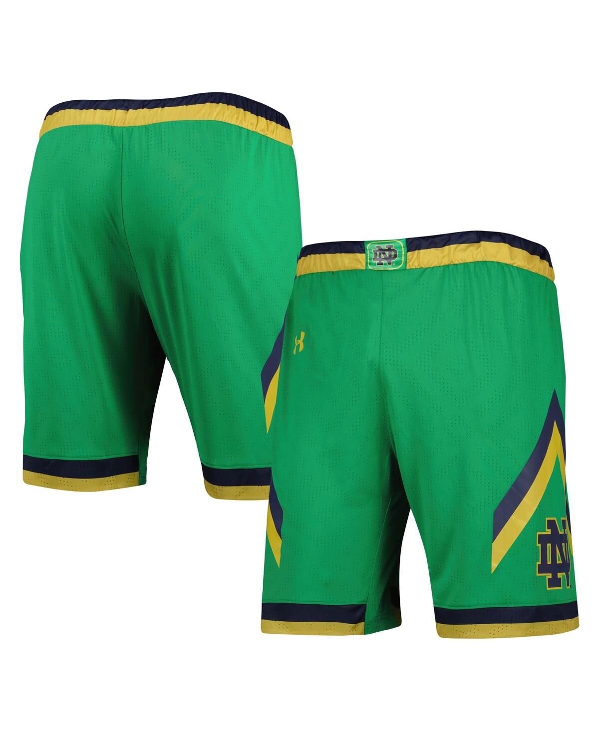 Shop Under Armour Men's  Green Notre Dame Fighting Irish Team Replica Basketball Shorts