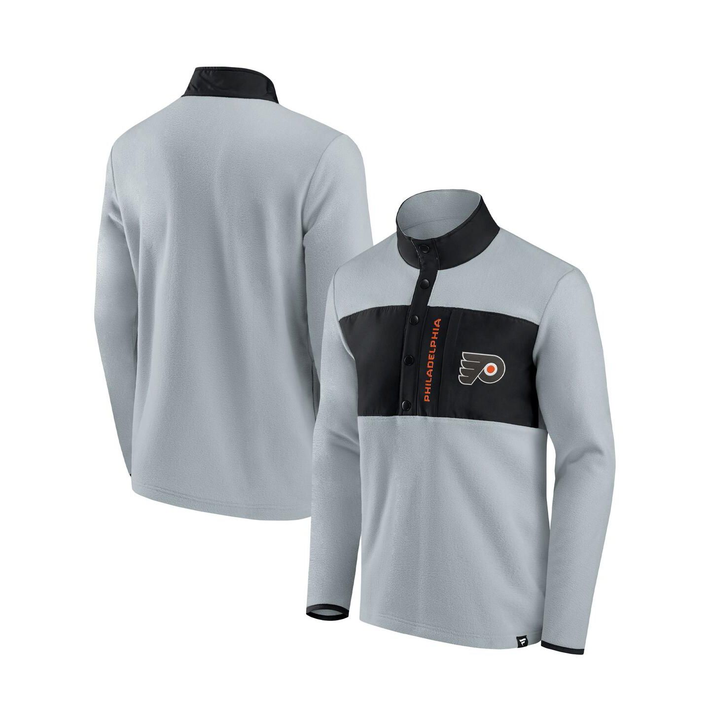 Мужская куртка Fanatics Gray, Black Philadelphia Flyers Omni Polar Fleece Quarter-Snap — фото 3