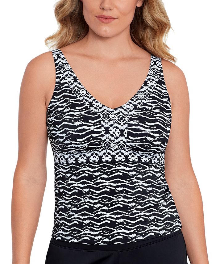 Ocean Blues Women's Tummy Control Tankini Top With Twist Front Wire
