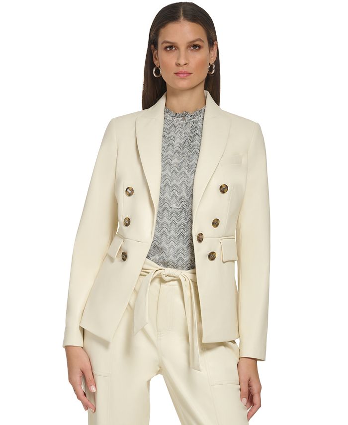 DKNY Women's Faux Leather DoubleBreasted Blazer Macy's