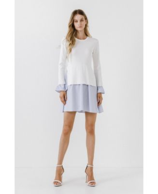 knee length dresses for ladies Sweater with Poplin Mini Dress – English Factory main image 0