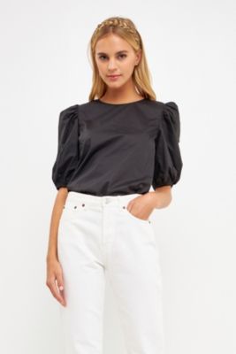 Women's Poplin Puffed Sleeve Top