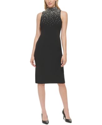 KARL LAGERFELD PARIS - Women's Mock Neck Midi Dress