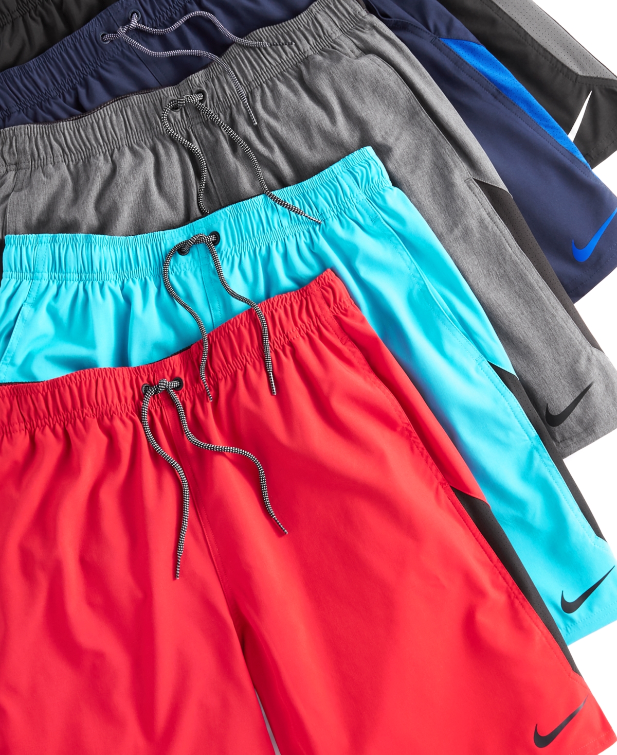 Shop Nike Men's Contend Water-repellent Colorblocked 9" Swim Trunks In Aquarius Blue