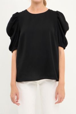Women's Pleated Puff Sleeve Top