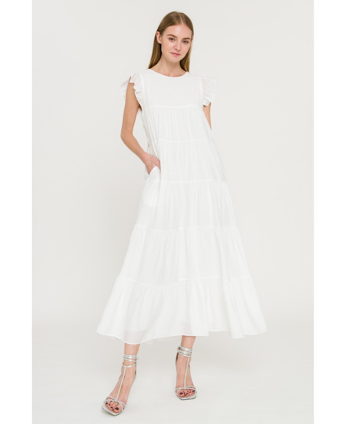 English Factory Tiered Maxi Dress In White