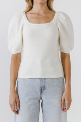 Women's Short Puff Sleeve Sweater