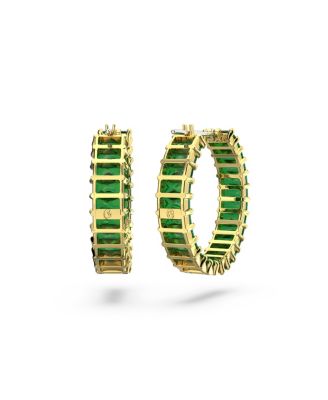 Crystal Baguette Cut Matrix Hoop Earrings