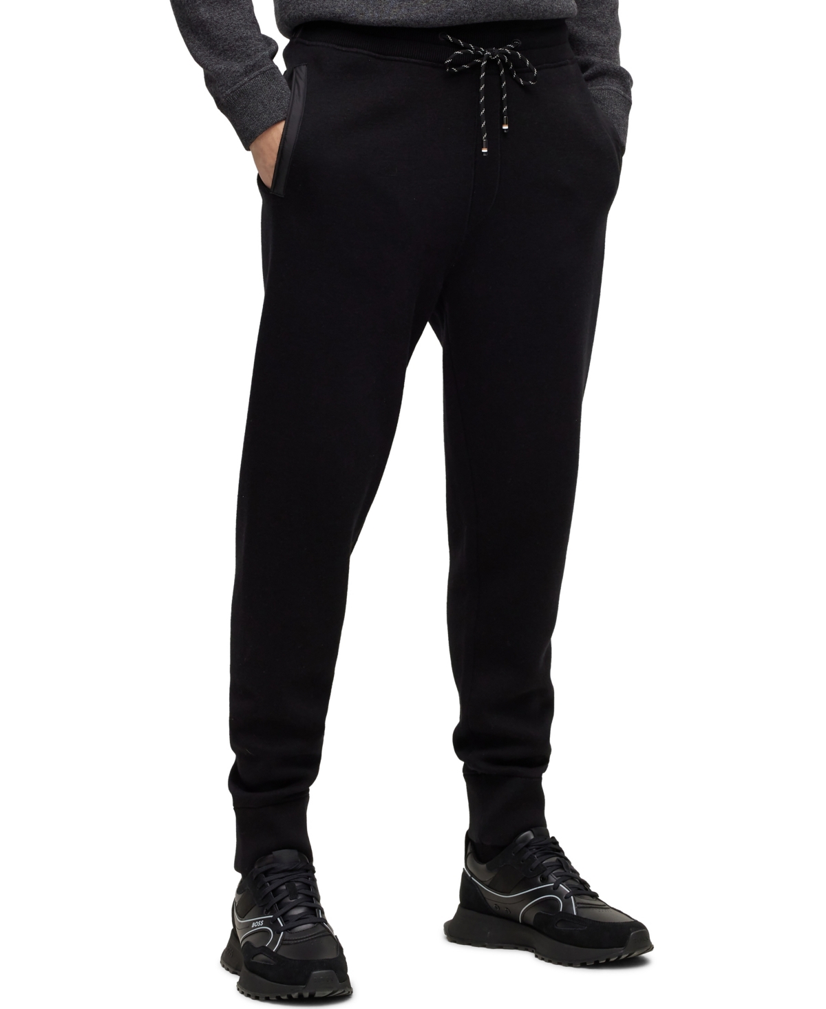 Hugo Boss Boss By  Men's Drawstring Hybrid Wool And Cotton Trousers In Black