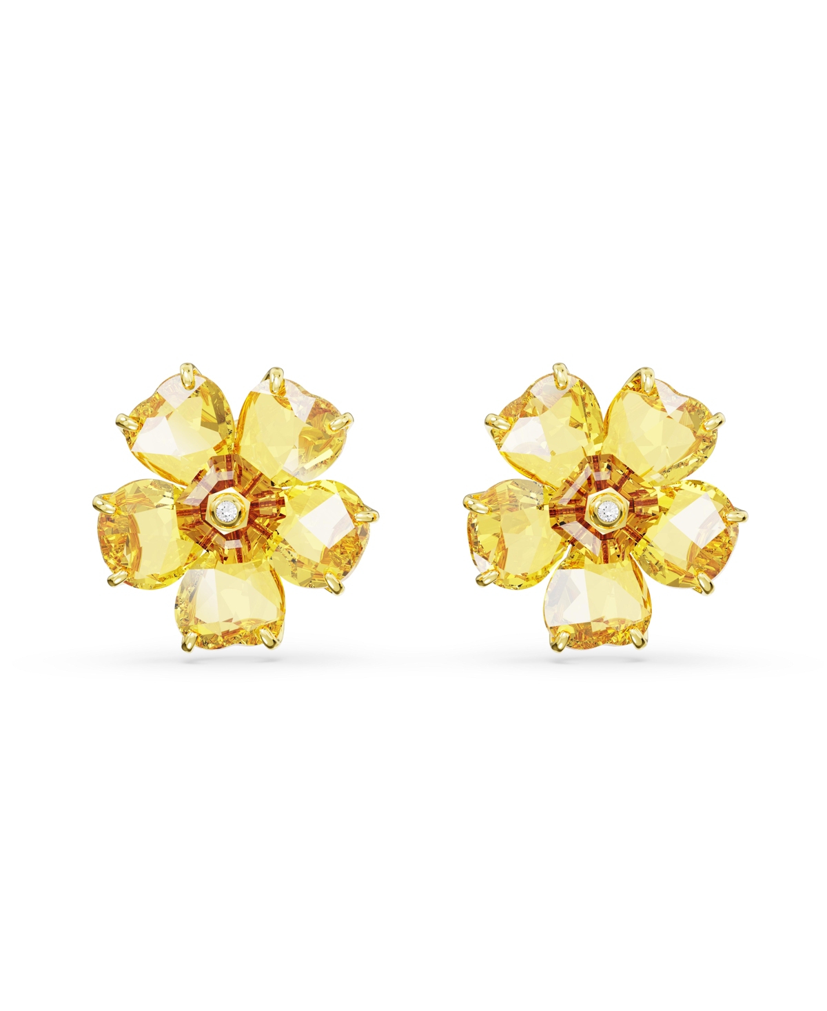 Shop Swarovski Crystal Flower Florere Stud Earrings In Yellow