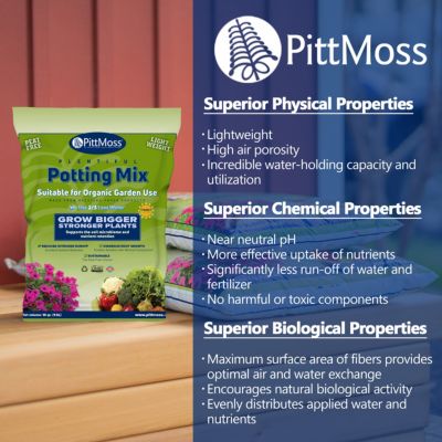 PittMoss Plentiful Peat-Free Potting Mix For Gardening, 10 Quart Bag