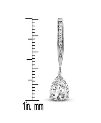 Sterling Silver Cubic Zirconia Teardrop Leaver back Earrings