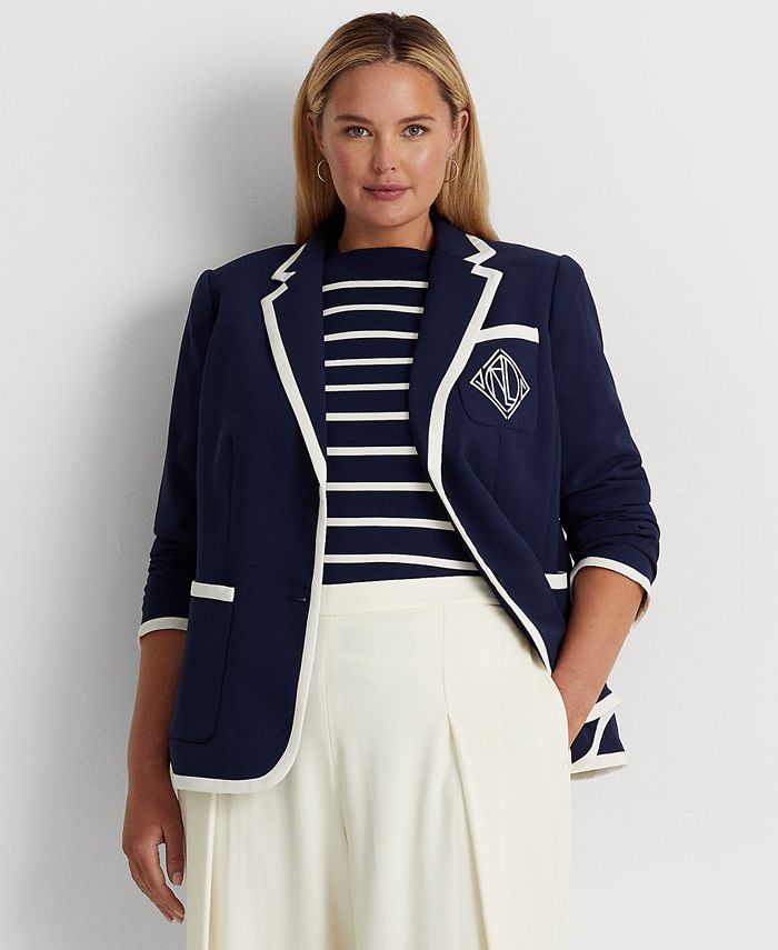 regeringstid Post neutral Lauren Ralph Lauren Plus Size Embroidered Logo Blazer & Reviews - Jackets &  Blazers - Plus Sizes - Macy's