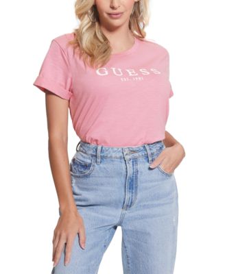 GUESS - Women's 1981 Cotton Roll-Cuff T-Shirt