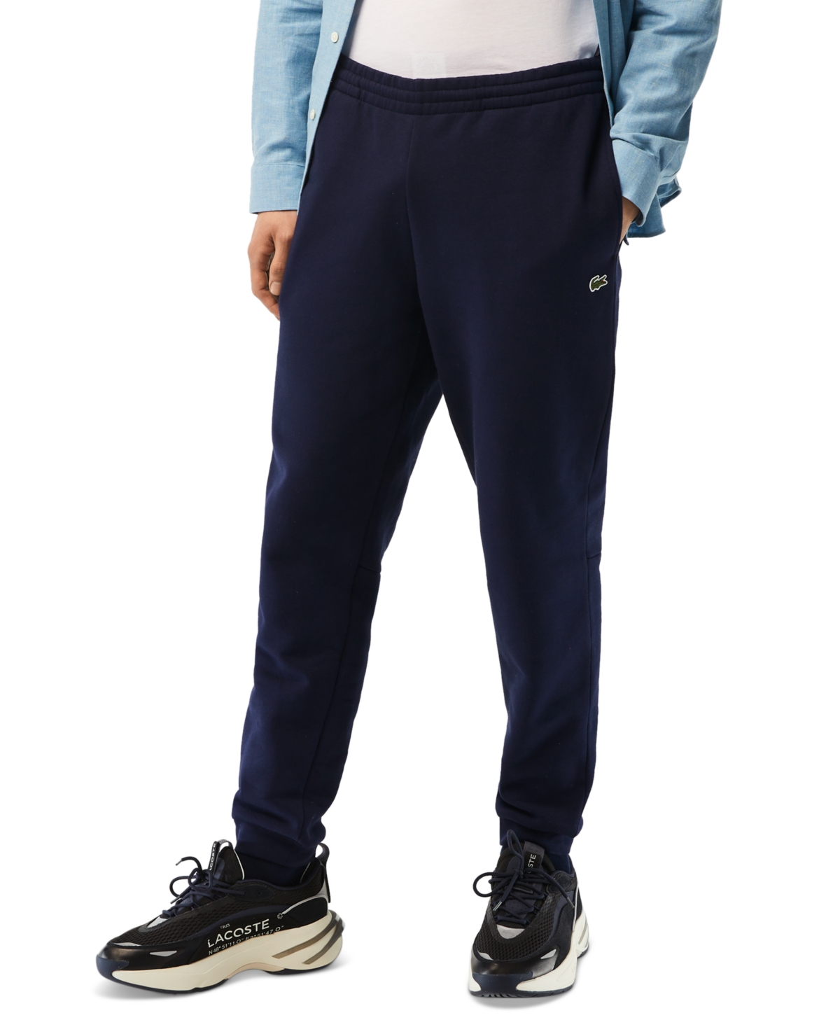 Lacoste Men's Tapered-fit Fleece Trackpants In Navy