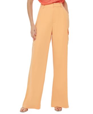 DKNY Women's High Rise Wide Leg Side Zip Pants Brown Size 8Petite