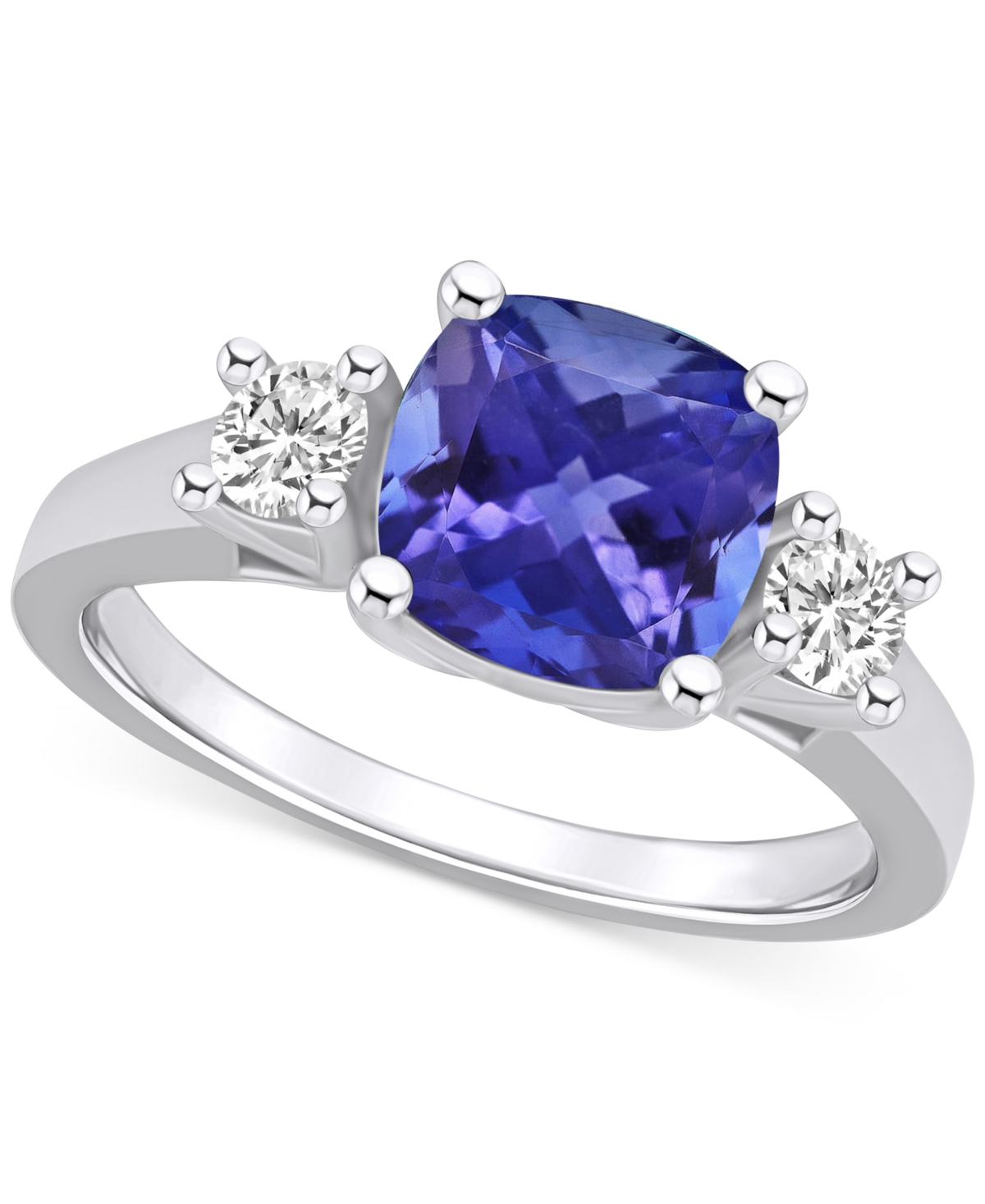 Tanzanite (2-1/3 ct. t.w.) & Diamond (1/3 ct. t.w.) Cushion Ring in 14k Gold