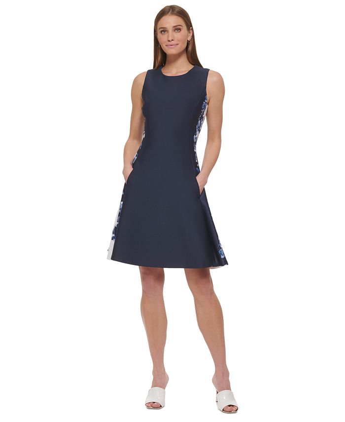 DKNY Petite PrintedSide Sleeveless Fit & Flare Dress Macy's