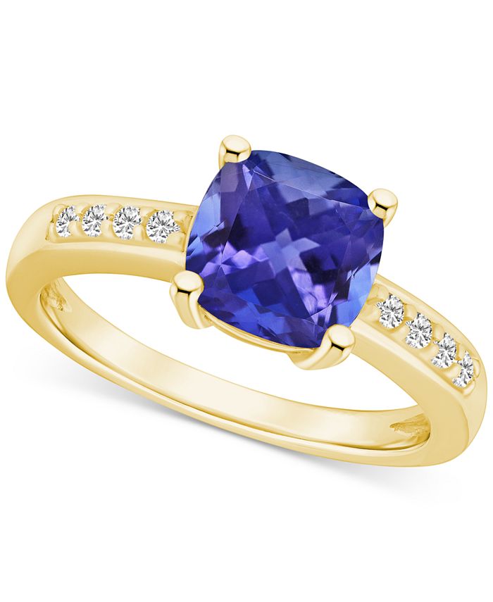 Tanzanite 2 1 3 ct. t.w. Diamond 1 8 ct. t.w. Cushion Ring in 14k Gold