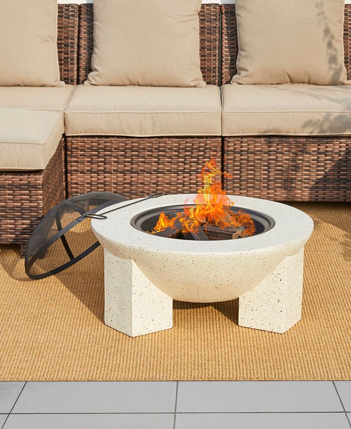 Glitzhome 27.5" Magnesium Oxide Outdoor Patio Modern Faux Terrazzo Wood