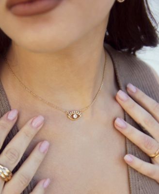 All Knowing Eye Faux Cubic Zirconia Necklace