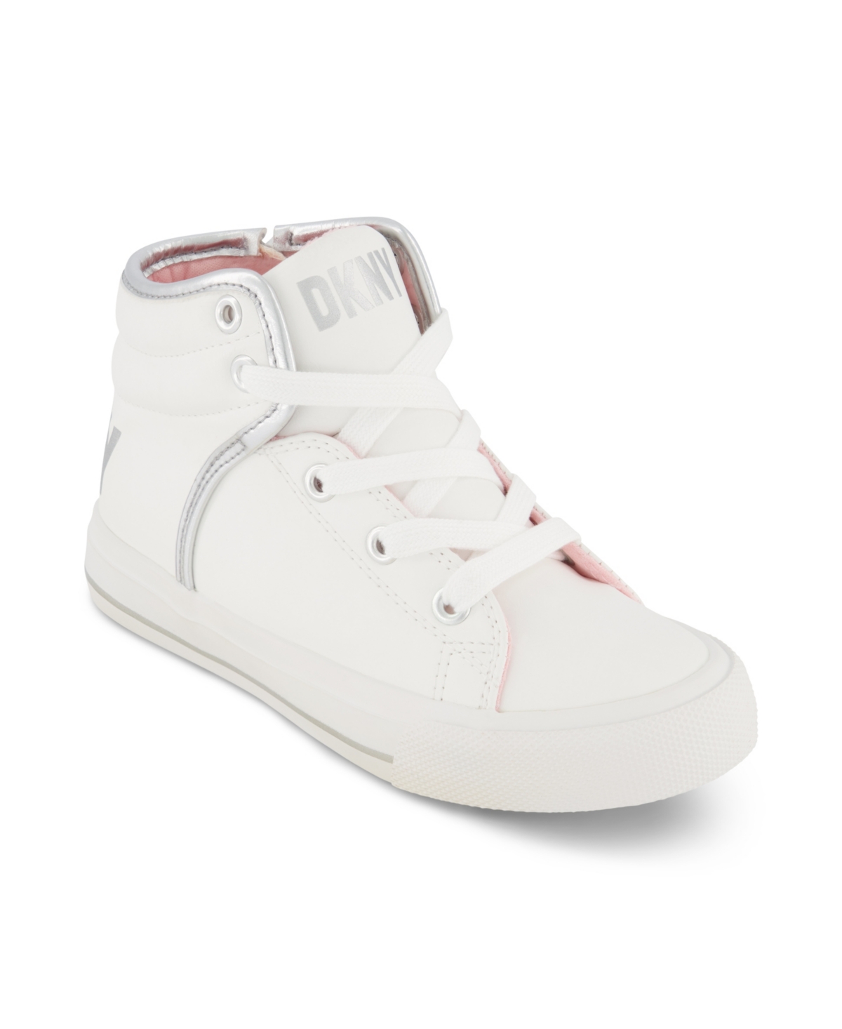 Shop Dkny Big Girls Fashion Athletic High Top Sneakers In White