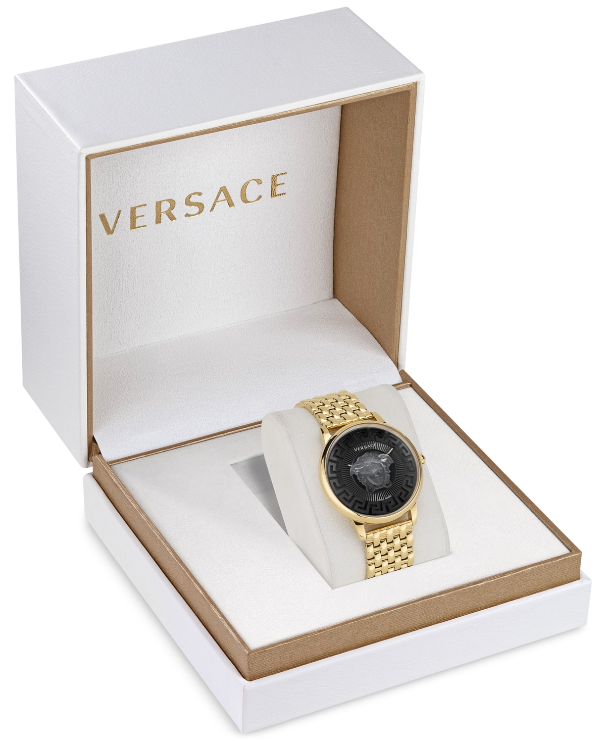 Shop Versace Women's Swiss Medusa Alchemy Gold Ion Plated Bracelet Watch 38mm In Ip Yellow Gold